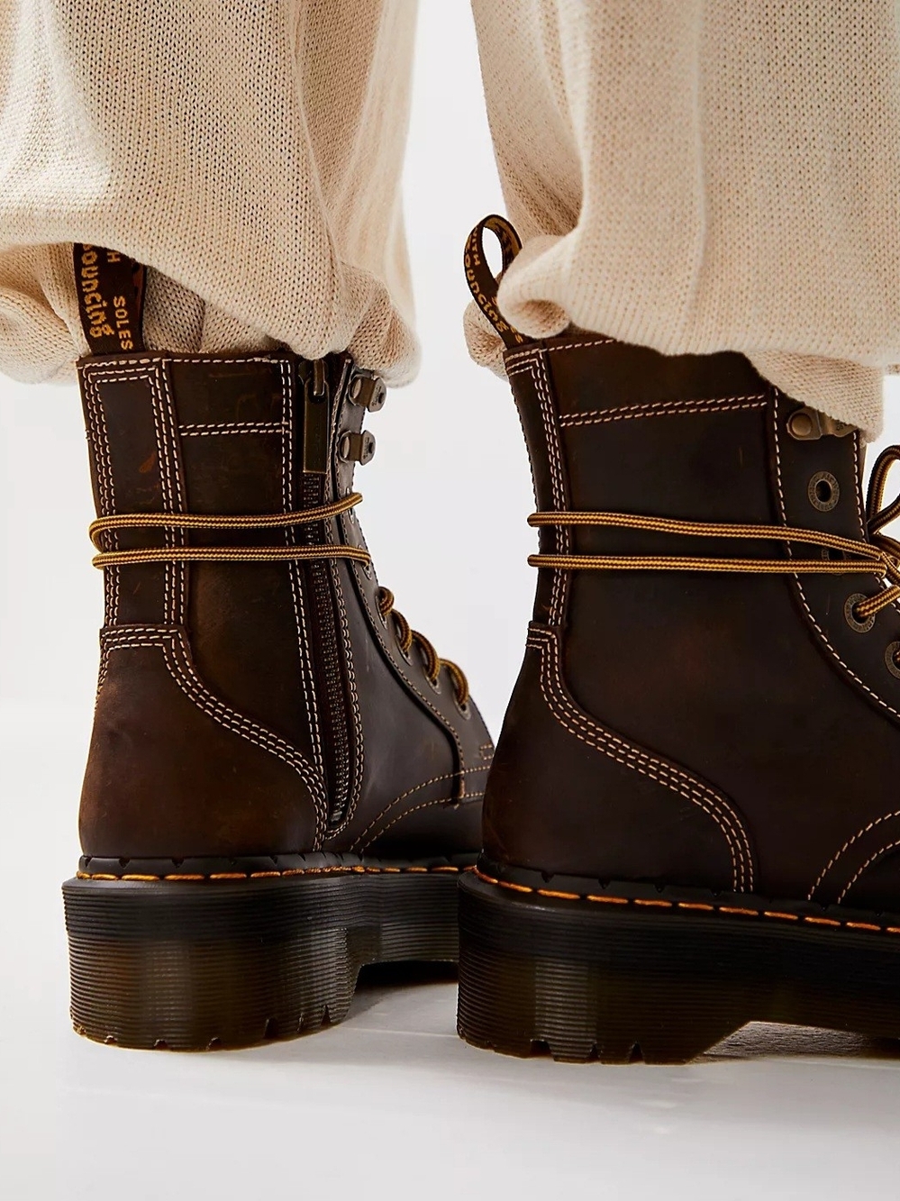 Dr. Martens Brown Leather Combat Boots - Picture 3 of 8